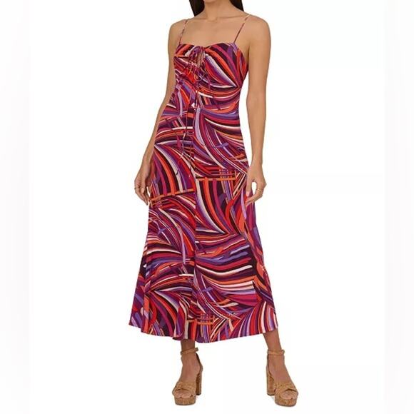 Adrianna Papell Dresses & Skirts - Adrianna by Adrianna Papell Women's Printed Midi Dress Purple Multi NWT
